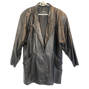 Vintage Pelle Black Leather Jacket Made in Korea Gothcore Y2K Size Small